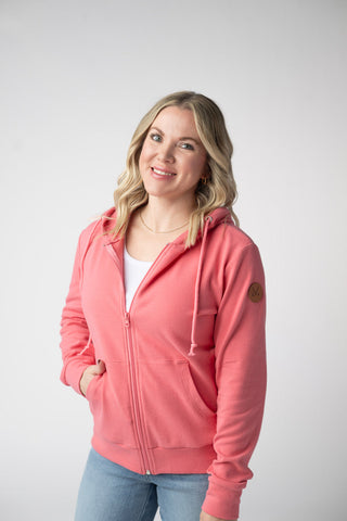 Sun Kissed Coral Full Zip Hoodie