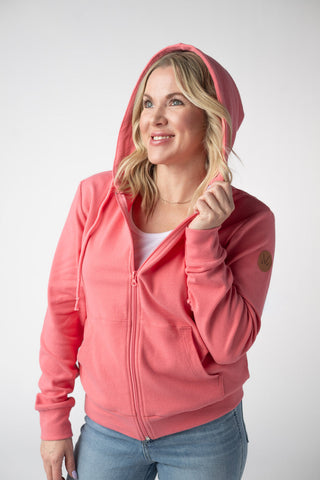 Sun Kissed Coral Full Zip Hoodie