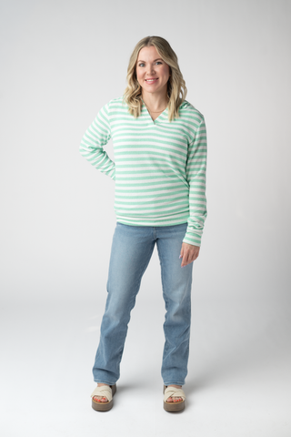 Green Striped Hoodie