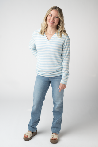 Sky Blue Striped Hoodie