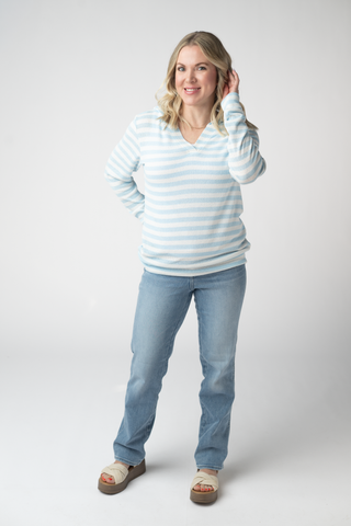 Sky Blue Striped Hoodie
