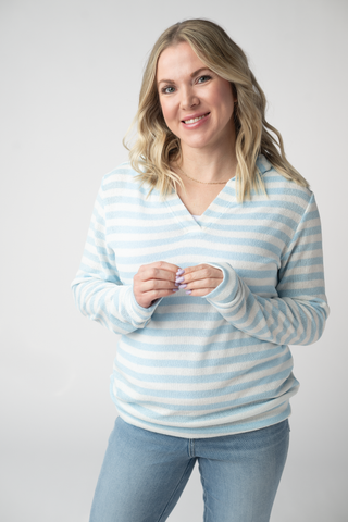 Sky Blue Striped Hoodie