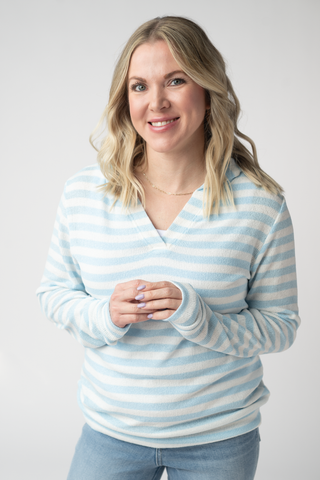 Sky Blue Striped Hoodie