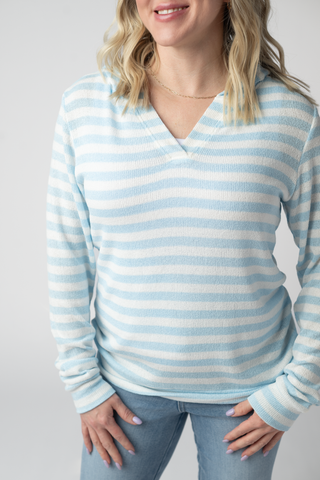 Sky Blue Striped Hoodie