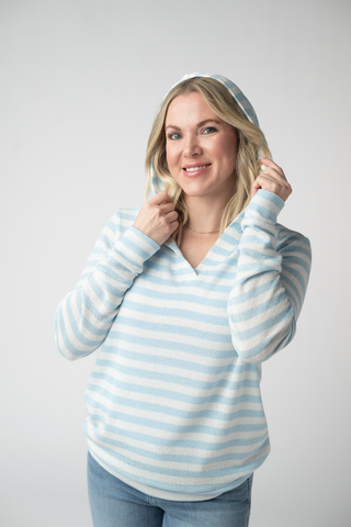 Sky Blue Striped Hoodie