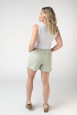 Light Sage Crinkle Shorts