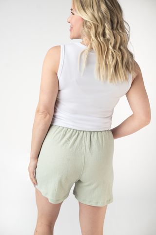 Light Sage Crinkle Shorts