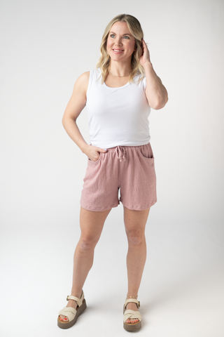 Dusty Rose Crinkle Shorts