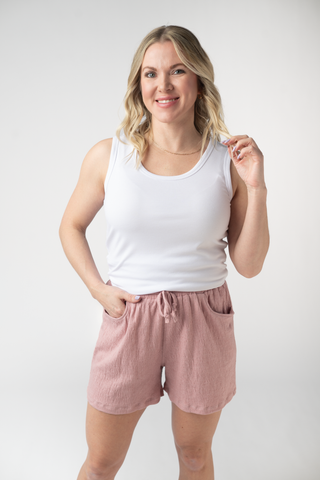 Dusty Rose Crinkle Shorts
