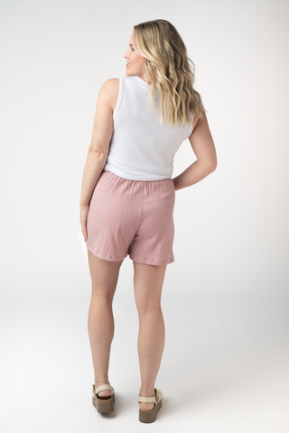 Dusty Rose Crinkle Shorts