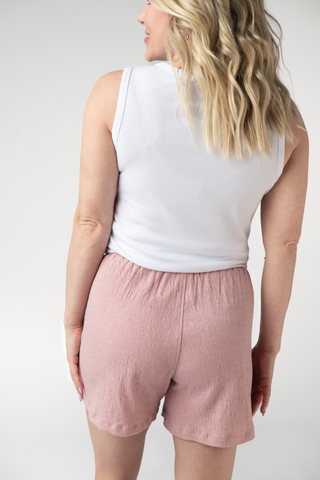 Dusty Rose Crinkle Shorts