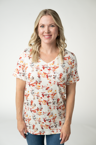 Autumn Watercolor Relaxed Fit V-Neck