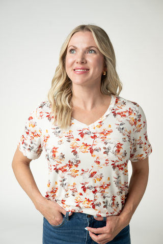 Autumn Watercolor Relaxed Fit V-Neck