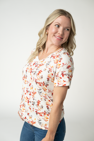 Autumn Watercolor Relaxed Fit V-Neck