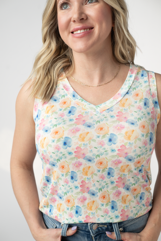 Petal Gardens Relaxed Fit V-Neck Tank