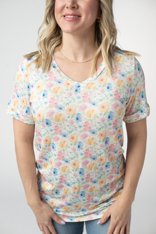 Petal Gardens Relaxed Fit V-Neck Top