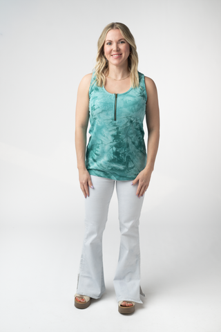 Teal Tie Dye Zipper Tank