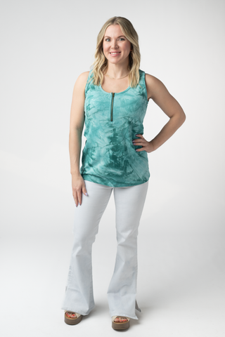 Teal Tie Dye Zipper Tank
