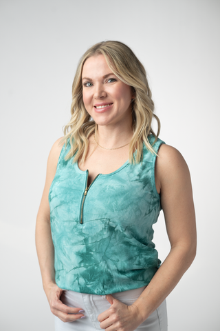Teal Tie Dye Zipper Tank