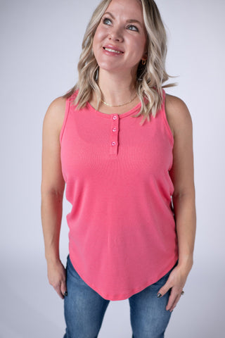 Sun Kissed Coral Henley Tank
