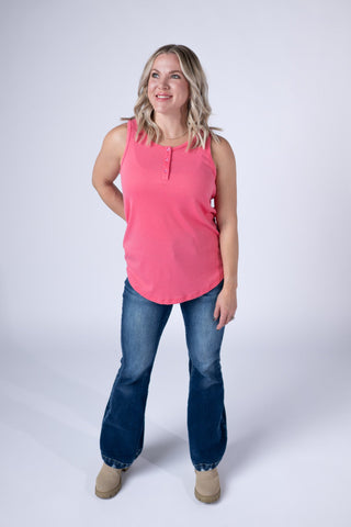 Sun Kissed Coral Henley Tank
