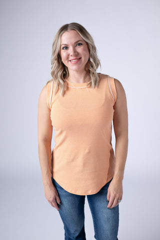 Micro Striped Tank in Orange
