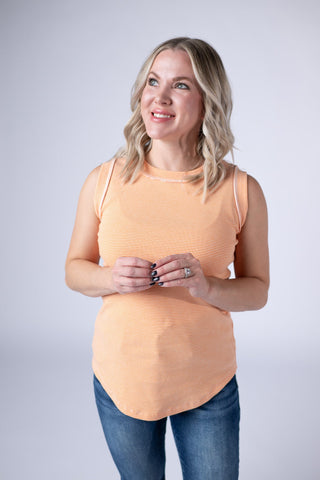 Micro Striped Tank in Orange