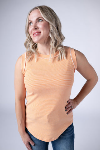Micro Striped Tank in Orange