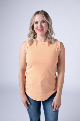 Micro Striped Tank in Orange