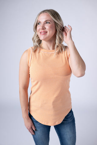 Micro Striped Tank in Orange