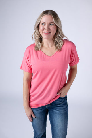 Sun Kissed Coral V-Neck Top