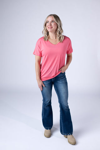 Sun Kissed Coral V-Neck Top