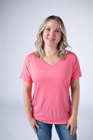 Sun Kissed Coral V-Neck Top