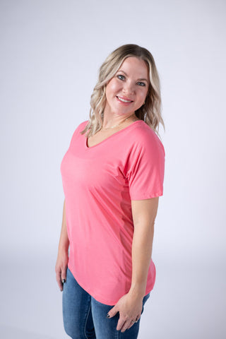 Sun Kissed Coral V-Neck Top