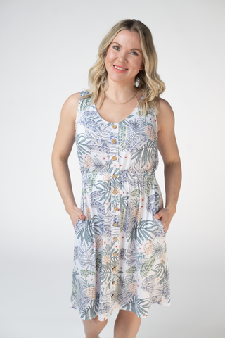 Pineapple Leaf Button Dress