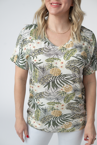 Pineapple Leaf V-Neck Top
