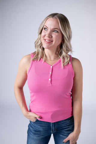 Pink V-Neck Tank