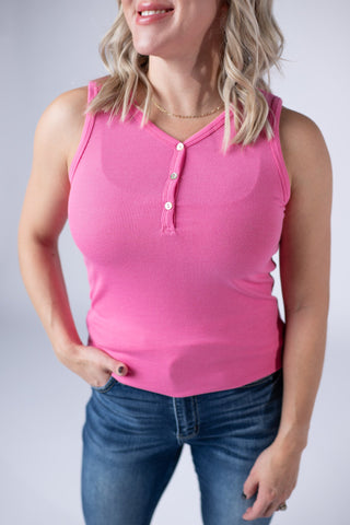 Pink V-Neck Tank