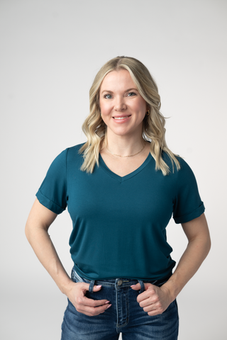 Teal Relaxed Fit V-Neck Top