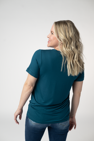 Teal Relaxed Fit V-Neck Top