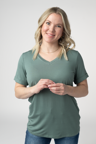 Dusty Jade Relaxed Fit V-Neck