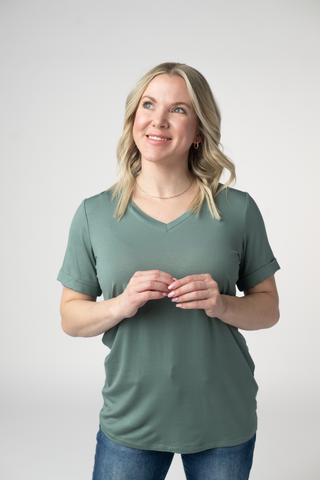 Dusty Jade Relaxed Fit V-Neck