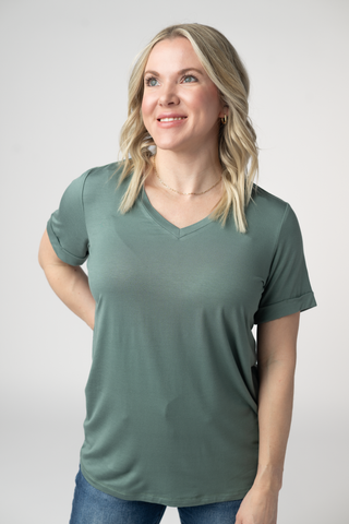 Dusty Jade Relaxed Fit V-Neck