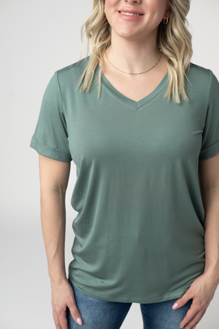 Dusty Jade Relaxed Fit V-Neck