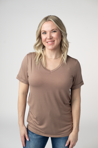 Mocha Relaxed Fit V-Neck