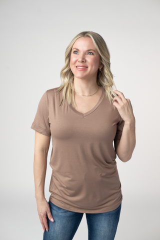Mocha Relaxed Fit V-Neck