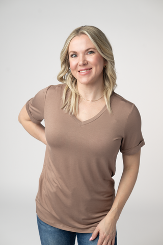 Mocha Relaxed Fit V-Neck