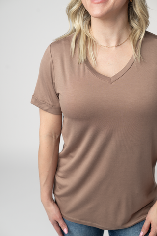Mocha Relaxed Fit V-Neck