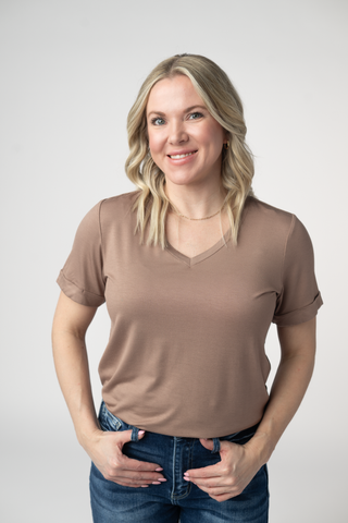 Mocha Relaxed Fit V-Neck