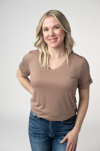 Mocha Relaxed Fit V-Neck